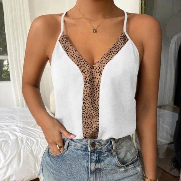 white Leopard Print Cami Top - Picture 4 of 6